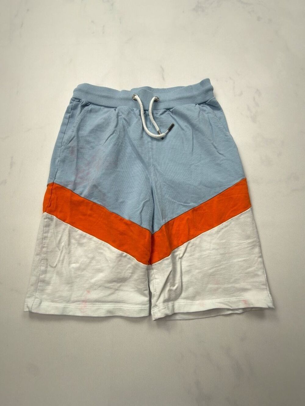 Kidpik Sweat Shorts Light Blue Orange Colorblock Sporty - Boys XL